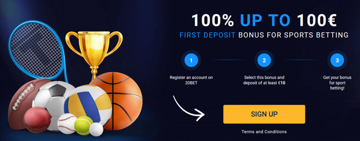 20bet sports up to €100 welcome bonus