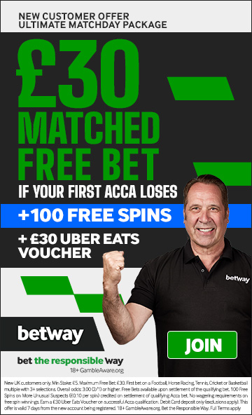 betway sports get £30 free spins