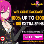 luckyniki up to 100 welcome bonus + 100 free spins